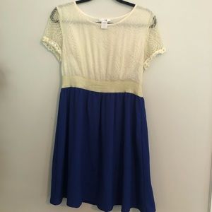 Royal Blue and Cream Lace Dress